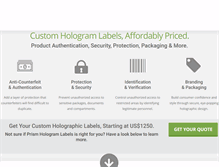 Tablet Screenshot of prismhologramlabels.com